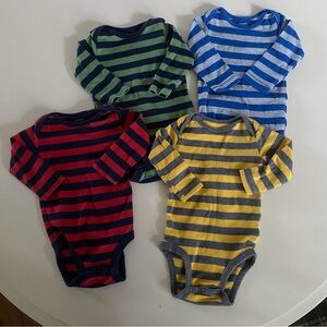 Carter's Striped Onesie Set - Red, Green, Blue, Yellow - 4 pieces